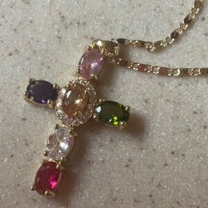 New with tags gemelli cross rhinestone necklace
